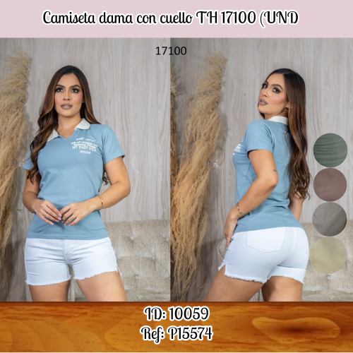 Camiseta dama con cuello TH 17100 (UND