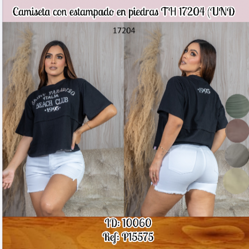 Camiseta con estampado en piedras TH 17204 (UND