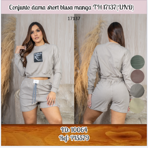 Conjunto dama short blusa manga TH 17137(UND)