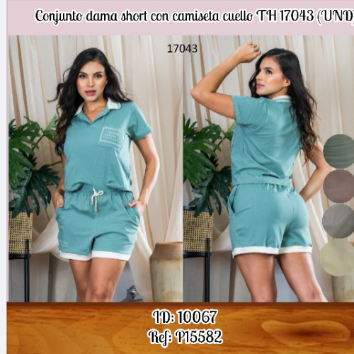 Conjunto dama short con camiseta cuello TH 17043 (UND)