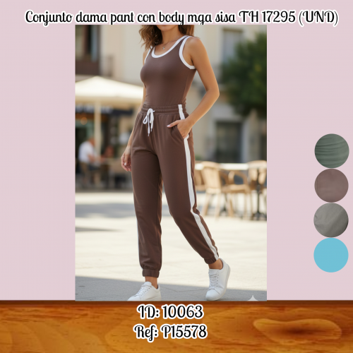 Conjunto dama pant con body mga sisa TH 17295 (UND)