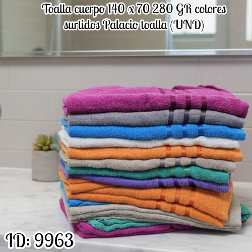 Toalla cuerpo 140 x 70 280 GR colores surtidos Palacio toalla (UND)