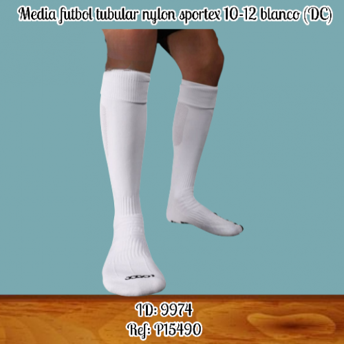 Media futbol tubular nylon sportex 10-12 blanco (DC)