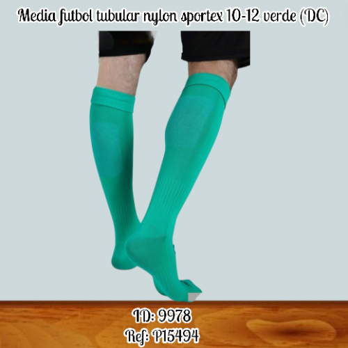 Media futbol tubular nylon sportex 10-12 verde (DC)