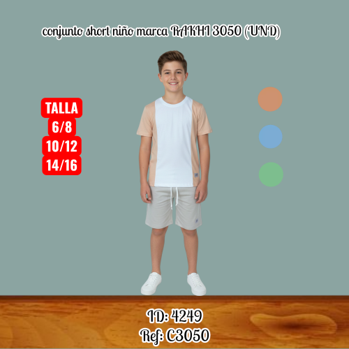 conjunto short niño marca RAKHI 3050 (UND)