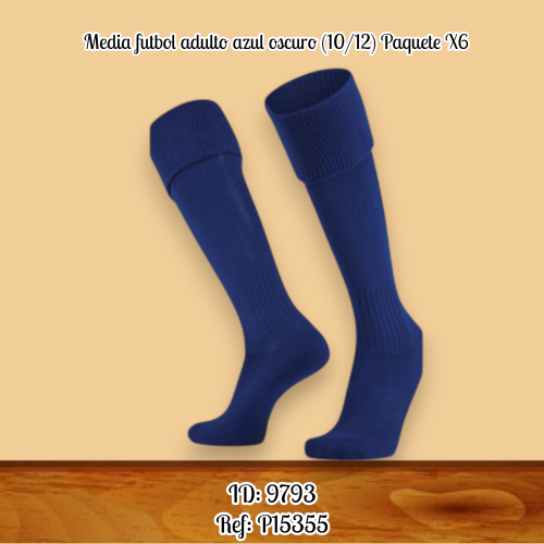 Media futbol adulto azul oscuro (10/12) Paquete X6