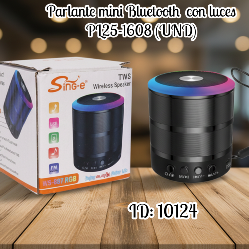 Parlante mini Bluetooth con luces PL25-1608 (UND)