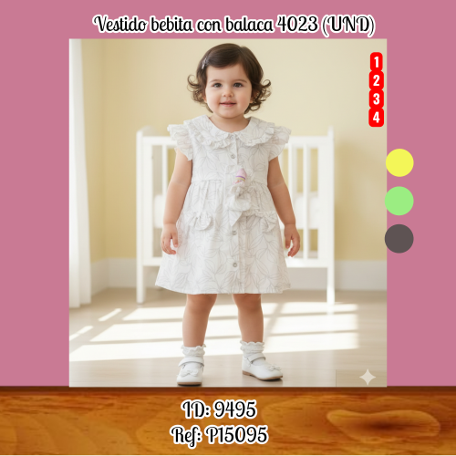 Vestido bebita con balaca 4023 (UND)