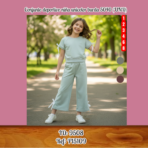 Conjunto deportivo niña unicolor burda 5040 (UND)