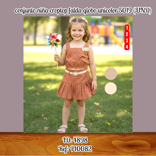 conjunto niña croptop falda globo unicolor 5019 (UND)