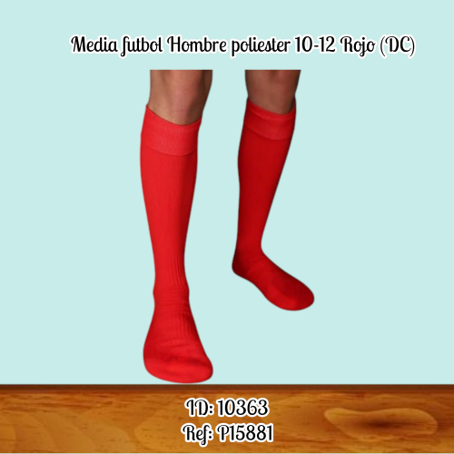 Media futbol Hombre poliester 10-12 Rojo (DC)