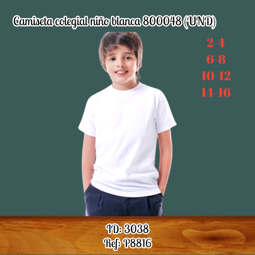 Camiseta colegial niño blanca 800048 (UND)