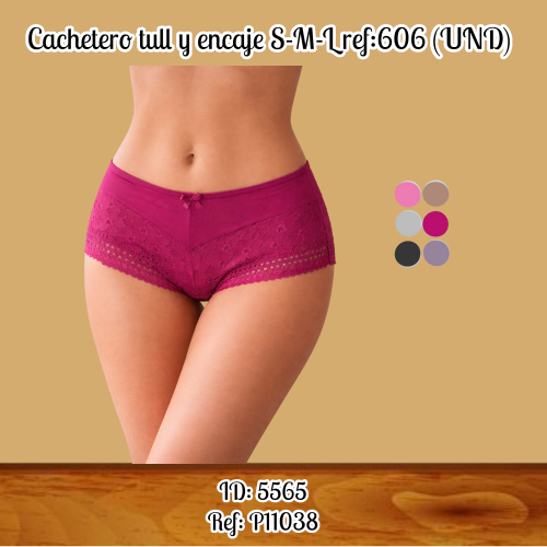 Cachetero tull y encaje S-M-L 606 (UND)