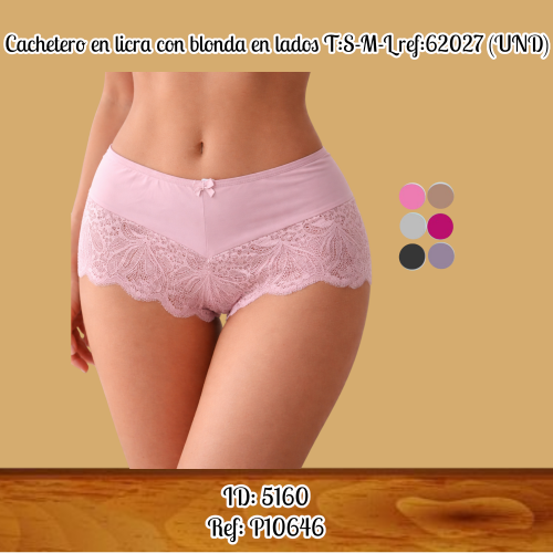 Cachetero en licra con blonda en lados T:S-M-L 62027 (UND)