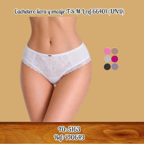 Cachetero licra y encaje T:S-M-L 66401 (UND)