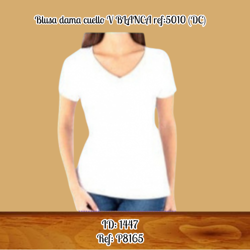 Blusa dama cuello V BLANCA T : U ref:5010 (DC)