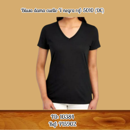 Blusa dama cuello V negra ref: 5010 (DC)
