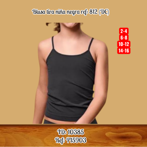 Blusa tira niña negra ref: 812 (DC)