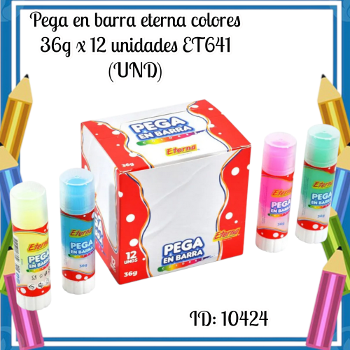 Pega en barra eterna colores 36g  x 12 unidades ET641 (UND)
