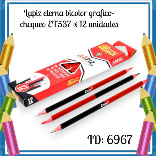 Lapiz eterna bicolor grafico-chequeo ET537 x 12 unidades
