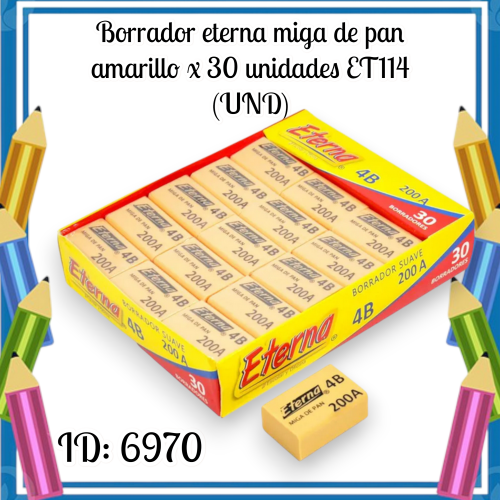 Borrador eterna miga de pan amarillo x 30 unidades ET114 (UND)