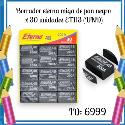 Borrador eterna miga de pan negro x 30 unidades ET113 (UND)