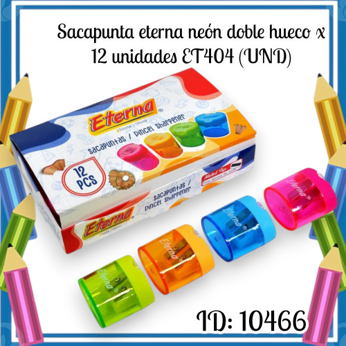 Sacapunta eterna neón doble hueco x 12 unidades ET404 (UND)