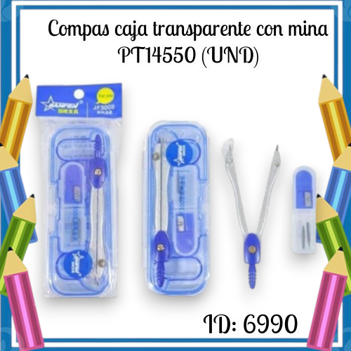 Compas caja transparente con mina PT14550 (UND)