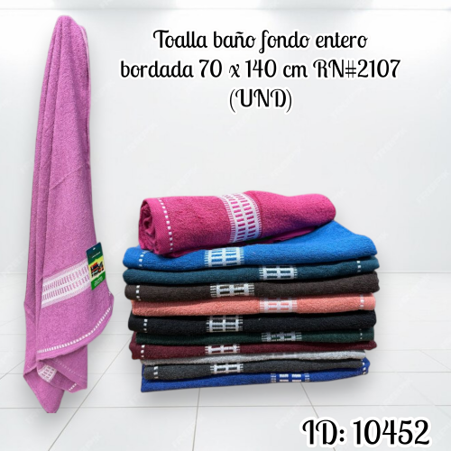Toalla baño fondo entero bordada 70 x 140 cm RN#2107 (UND)