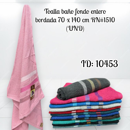 Toalla baño fondo entero bordada 70 x 140 cm 1510 (UND)