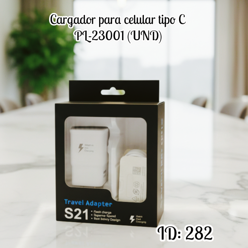 Cargador para celular tipo C PL-23001 (UND)