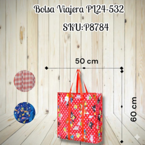 Bolsa viajera 50 x 60 cm estampados surtidos PL24-532 (UND)