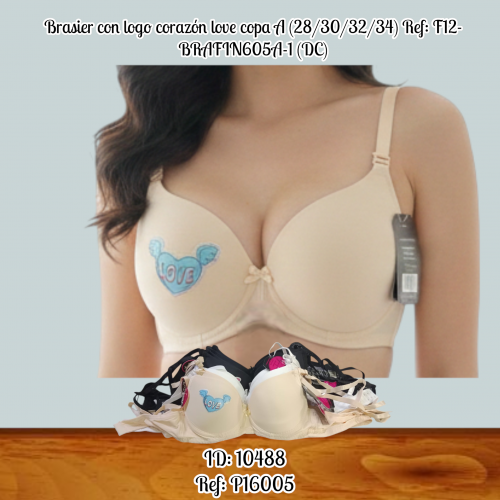 Brasier con logo corazón love copa A (28/30/32/34) Ref: F12-BRAFIN605A-1 (DC)