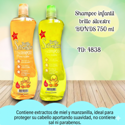 Shampoo infantil brillo silvestre BONDS 750 ml (UND)