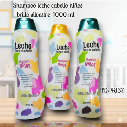 Shampoo leche cabello niños brillo silvestre  1000 ml (UND)