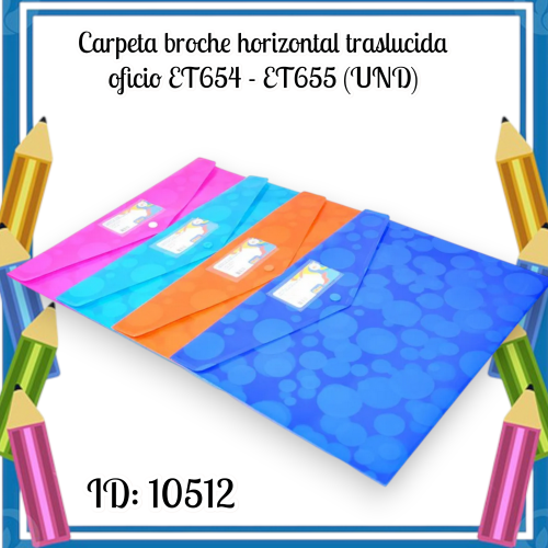 Carpeta broche horizontal traslucida oficio ET654 - ET655 (UND)