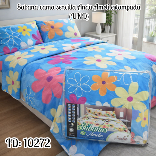 Sabana cama sencilla Andu Ameli estampada (UND)