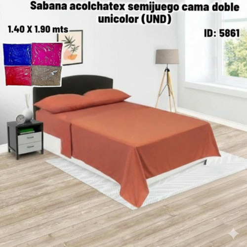 Sabana acolchatex semijuego cama doble unicolor (UND)