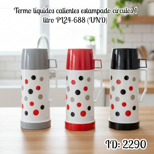 Termo líquidos calientes estampado círculos 1 litro PL24-688 (UND)