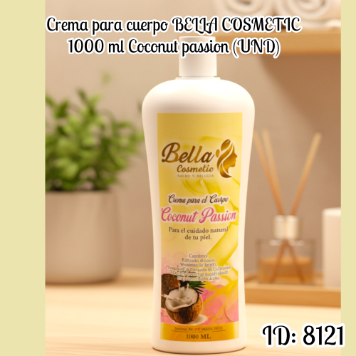 Crema para cuerpo  BELLA COSMETIC 1000 ml Coconut passion (UND)