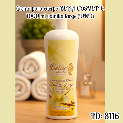 Crema para cuerpo BELLA COSMETIC 1000 ml vainilla large (UND)