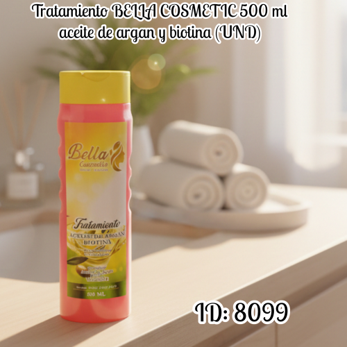 Tratamiento BELLA COSMETIC 500 ml aceite de argan y biotina (UND)