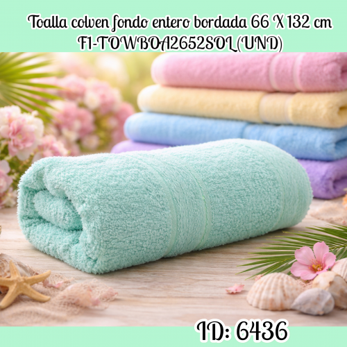 Toalla colven fondo entero bordada 66 X 132 cm F1-TOWBOA2652SOL (UND)