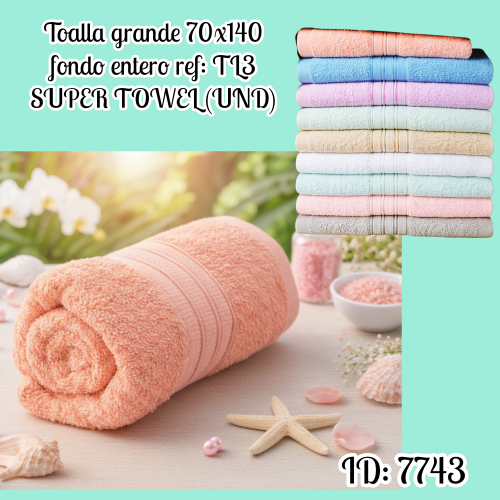 Toalla grande con rivete 70 x 140 fondo entero ref: TL3 SUPER TOWEL (UND)