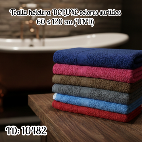 Toalla hotelera DELUXE colores surtidos 60 x 120 cm (UND)