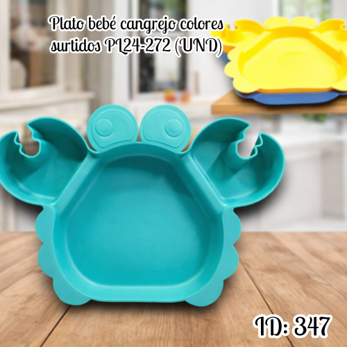 Plato bebé cangrejo colores surtidos PL24-272 (UND)