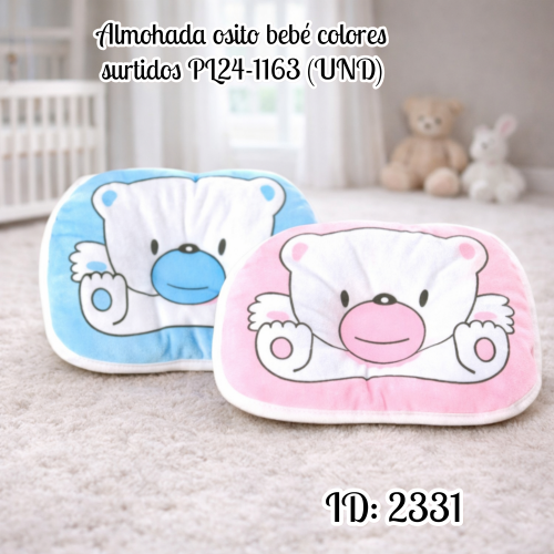 Almohada osito bebé colores surtidos PL24-1163 (UND)