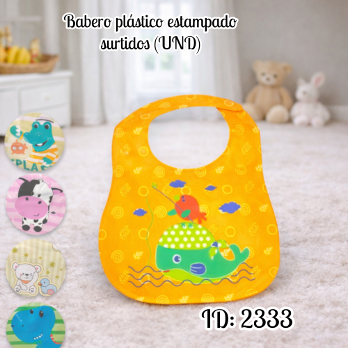 Babero plástico estampado surtidos (UND)