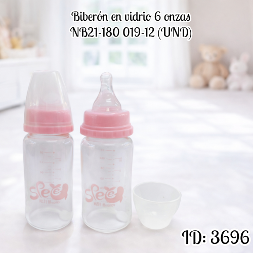 Biberón en vidrio 6 onzas NB21-180 019-12 (UND)