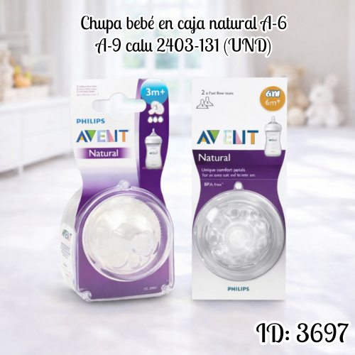 Chupa bebé en caja natural A-6 A-9 calu al por mayor – Ref. 2403-131